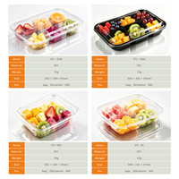 Tamper evident transparante PET 16oz recyclebare voedselcontainer met scharnierend deksel voor vers gesneden fruit, salade, noten, sap, sushi, wegwerpbaar, voedselveilig.