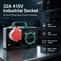 Prise industrielle 32A 415V 3P+N+PE à montage sur panneau, connecteur d'alimentation étanche IP44 GB/T 11918