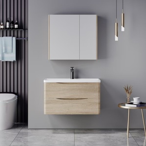 Armoire de salle de bain en contreplaqué résistant à l'humidité, style moderne, avec tiroirs de grande capacité, armoire avec miroir - Product Image 4
