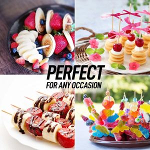 Paquete de 100 pinchos de bambú natural de 6 \ ", palos duraderos de 4mm para asar a la parrilla, fuente de <span class=keywords><strong>Chocolate</strong></span>, bolsa de herramientas para manualidades de frutas - Product Image 6