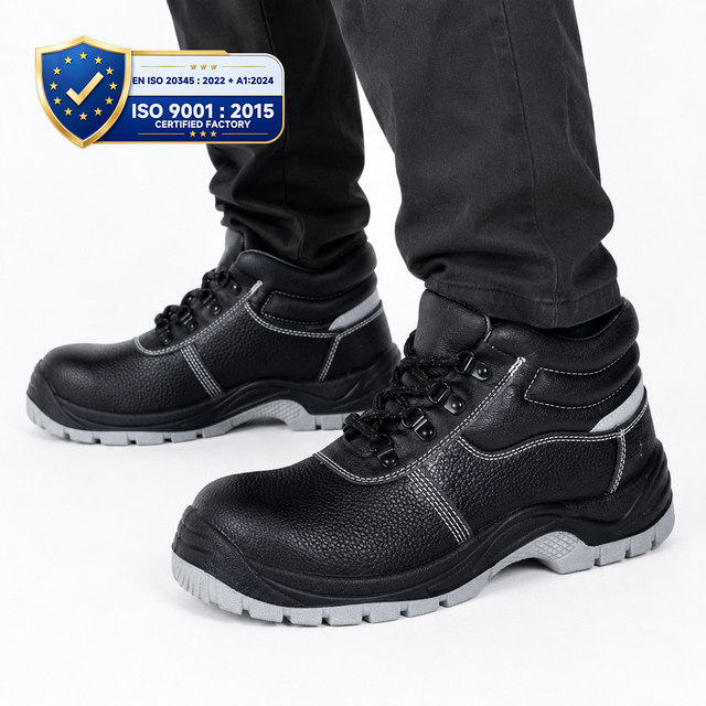 Boots Industrial Dual Pu Outsole Waterproof Anti slip All Black Chic Style CE Certificate