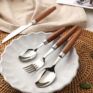 Sapele Wood Handle 304 Stainless Steel <b>Knife</b> <b>Fork</b> <b>Spoon</b> <b>Set</b> Solid Wood Handle Hotel Cutlery 3 Piece <b>Set</b> - Product Image 2