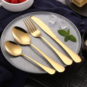 Juego de cubiertos dorados para 6, juego de cubiertos de acero inoxidable de 24 piezas con titanio chapado en oro, utensilios de cocina - Product Image 3