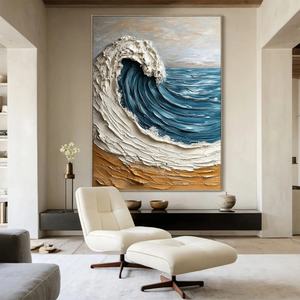 Arte Mural 3D Moderno Hecho a Mano, Ola del Océano, Lienzo Texturizado, Obra de Arte Abstracta, Pintura Acrílica al Óleo para Decoración de Hogar, Hotel, Galería - Product Image 1