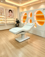 Table de massage électrique de luxe à trois moteurs en cuir blanc, base blanche, pour salon de beauté et extensions de cils – Meilleures ventes