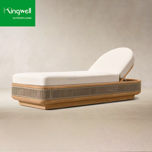 Chaise longue de piscine vintage de luxe, durable, écologique, résistante aux UV, en teck massif, réglable - Product Image 4