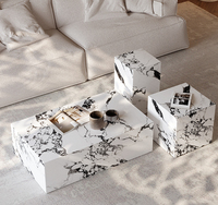 Table basse design de luxe avec base dorée Table supérieure en pierre frittée Table à thé avec cadre en acier inoxydable