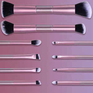 Ensemble de 10 pinceaux de maquillage écologiques avec manche en bois, poils synthétiques, couleur personnalisée, kit de pinceaux de luxe pour le visage et le fond de teint - Product Image 1