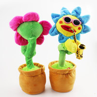 Shake Tone Tournesol Électrique Enchantant, Jouet en Peluche Interactif Chantant et Dansant avec Saxophone