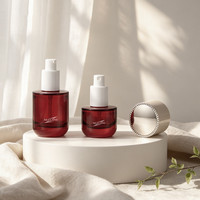 Nouvelle bouteille pompe cosmétique rouge 20ml 30ml 50ml 100ml 120ml 150ml, flacon pulvérisateur en verre rouge avec couvercle doré