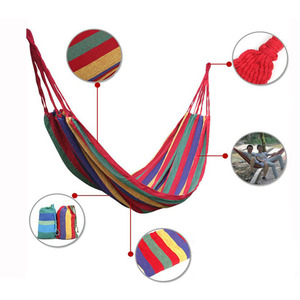 Hamaca portátil <span class=keywords><strong>de</strong></span> lona para acampada, tela <span class=keywords><strong>de</strong></span> algodón a rayas coloridas, para playa y exteriores - Product Image 4