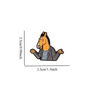 Broche en émail <span class=keywords><strong>BoJack</strong></span> Horseman en alliage de zinc, motif cheval de dessin animé, épinglette pour sac à dos et chapeau, badge de bijoux amusant sur le thème de l'anime - Product Image 4