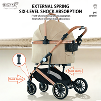 Poussette pliable pour animaux de compagnie à 4 roues, en tissu Oxford 600D, réglable, légère, imperméable, durable, pour chiens et chats, vente en gros
