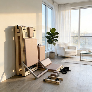 Body Building <span class=keywords><strong>Pilates</strong></span> pieghevole materiale di legno reforming Logo personalizzato <span class=keywords><strong>Pilates</strong></span> uso domestico - Product Image 3