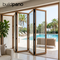 Porte pliante en verre et aluminium de style rétro de luxe, pour villa, jardin, maison, cloison intérieure, cuisine, portes pliantes