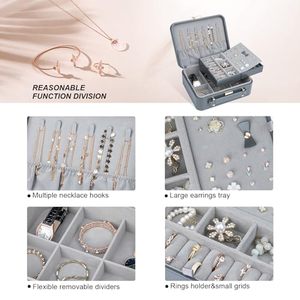 Large Capacity 2-Layer Stackable Travel Jewelry <b>Box</b> with Adjustable Dividers and Handle Designed for Organizing in Style - Product Image 4
