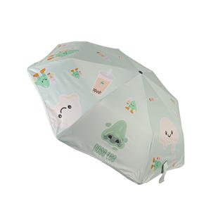 Parapluie pliant Boba Tea Cartoon |   Double usage pour la pluie et le soleil, bords arrondis sécurisés, revêtement noir anti-UV - Product Image 4