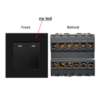 Module fonctionnel et cadre PC pour interrupteur mural en verre noir de type 86 avec ports USB 52x52mm, librement combinable