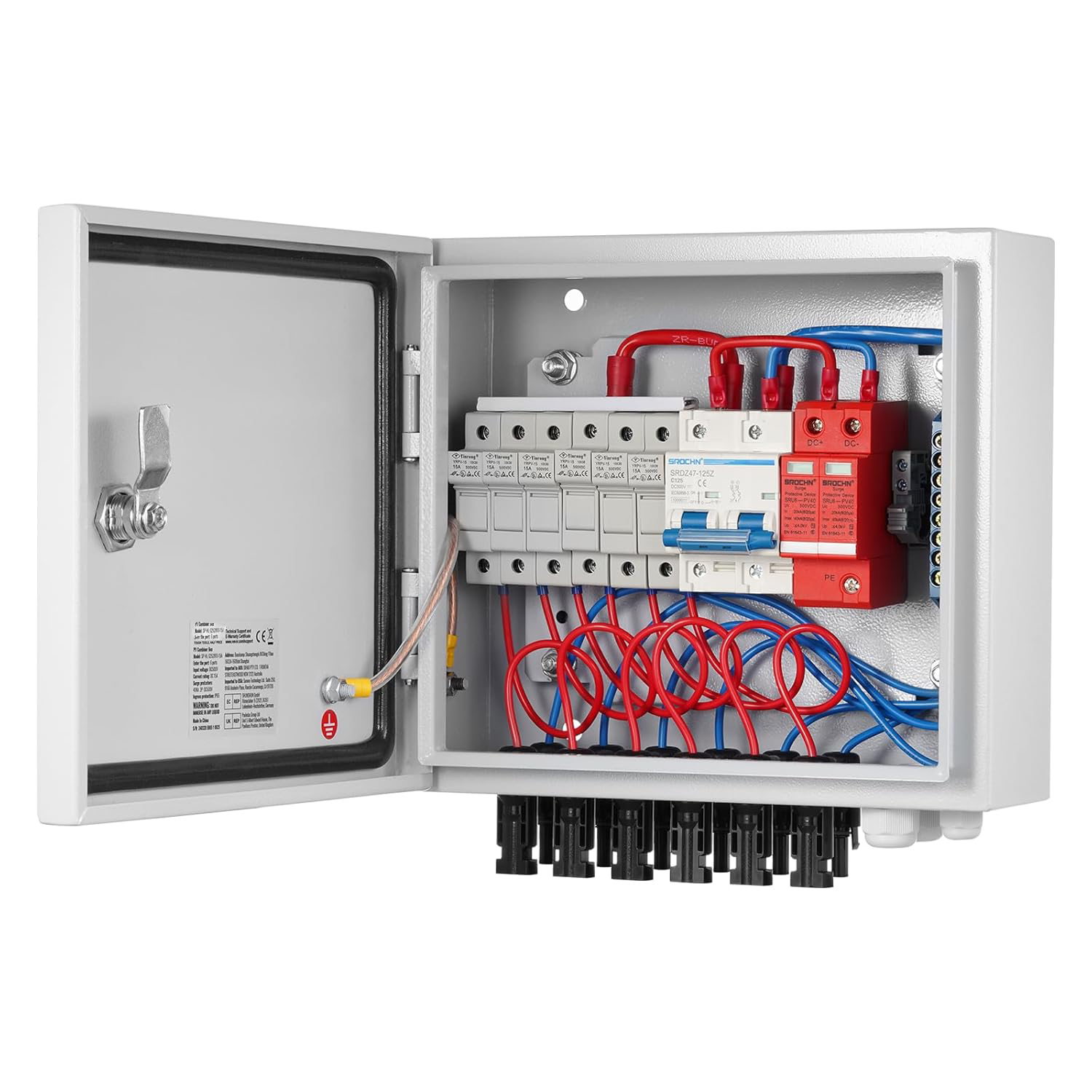 EmperySolar Monocrystalline Silicon PV Solar Combiner Box Metal Construction 15A Fuse 125A Circuit Breaker for On/Off Systems · image 1