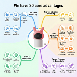 Monitor per Bambini Intelligente con App Mobile, Visualizzazione in Tempo Reale, Telecamera HD 2MP, Rilevamento Movimento, Visione Notturna, Audio Bidirezionale, Batteria Ricaricabile - Product Image 4