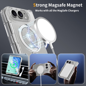 Étui de téléphone portable magnétique transparent de haute qualité avec béquille pour <span class=keywords><strong>iPhone</strong></span> 18 Fold, anti-rayures, anti-jaunissement, antichoc, coque personnalisée - Product Image 2