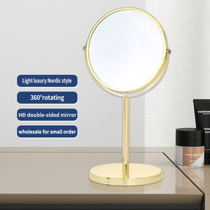 Espejo de metal de maquillaje dorado de 7 pulgadas de lujo cosmético de aumento 2X de forma redonda de dos lados personalizado - Product Image 2