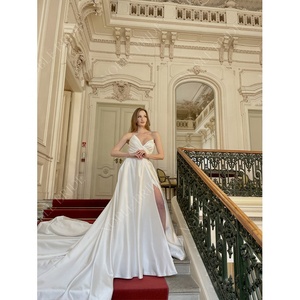 Vestido De novia De satén sin tirantes, Vestido Largo De boda De <span class=keywords><strong>alta</strong></span> <span class=keywords><strong>costura</strong></span> - Product Image 5