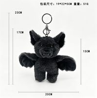 Gantungan Kunci Kelelawar Hitam Mainan Hewan Hutan Custom Liontin Mainan Plush Murah untuk Mesin Cakar