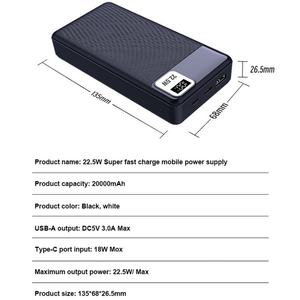 Chargeur rapide intelligent d'extérieur à affichage numérique, Power Bank d'urgence 20000 mAh 10000 mAh, PD 22,5 W, vente en gros à prix réduit - Product Image 5