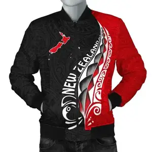 Neuseeland Bomber jacke Männer Hersteller Qualität 3D Sublimation druck Bomber jacken Maori Leaf Fern Flagge