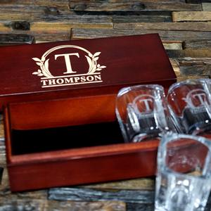 豪華なショットグラス4個セット 名入れ木製ボックス付き エレガントなバーアクセサリーギフトセット バレンタインデー - Product Image 3