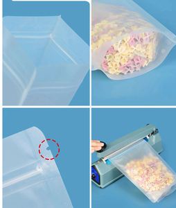 ถุงเก็บอาหารแบบหนาพิเศษ คุณภาพสูง แบบใส ก้นแบน ปิดผนึกเองได้ ลายฟรอสต์โบน สำหรับสินค้าแห้ง ป้องกันความชื้น - Product Image 6