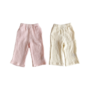 Conjunto de Verano para Niña, Orgánico, de <span class=keywords><strong>Gasa</strong></span> Arrugada, con Top Peplum con Tirantes y Pantalones Anchos, Tallas 0-8 Años - Product Image 4