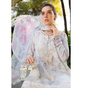 Nouvel article le plus vendu : Ensemble de costume en tissu lawn brodé non cousu, 3 pièces - Product Image 2