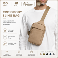 Sac bandoulière compact antivol en nylon 500D, sac à bandoulière sécurisé avec tissu anti-RFID, clip pour clés et poche cachée pour les voyages