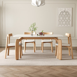<span class=keywords><strong>Tavolo</strong></span> da Pranzo Moderno Minimalista Economico in Legno Bianco Cerato e Pietra, <span class=keywords><strong>Tavolo</strong></span> <span class=keywords><strong>Rettangolare</strong></span> Piccolo <span class=keywords><strong>per</strong></span> Appartamento - Product Image 1