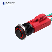 Sakelar Lampu Tombol Tekan 12 Volt, Sakelar Berlampu Logam Tahan Air IP67 untuk Kontrol Industri dan Pengisian Daya