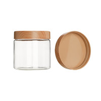 Pots cosmétiques transparents Vanjoin 4oz 8oz 500ml 800ml 1L, contenants pour gommage corporel, pots en plastique PET vides avec couvercles en bois de bambou