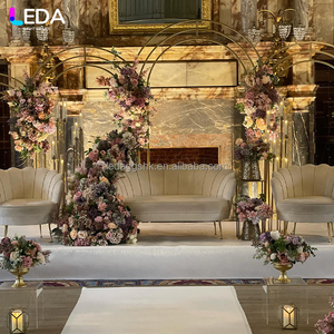 ฉากหลังงานแต่งงาน LEDA โครงเหล็กสีทอง ซุ้มแต่งงาน ฉากหลังดอกไม้ประดิษฐ์ ซุ้มแต่งงานโลหะ - Product Image 2