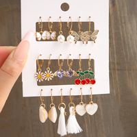 Parures de Bijoux Tendance : Boucles d'Oreilles en Métal Doré pour Femme, Gouttes Circulaires Géométriques à Perles