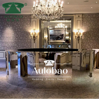 Table haute moderne en acier inoxydable avec plateau en verre pour les fêtes, les événements, le salon, l'appartement