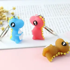 Promotionele Producten Vrouwen Bag Charm Key Ring Hanger Vier Kleur Leuke Cartoon Kleine Dinosaurus Sleutelhanger