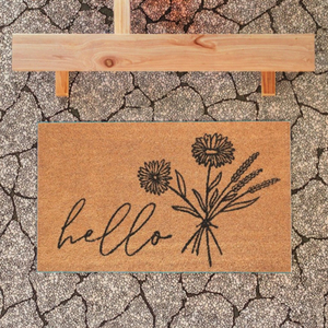 Tapis d'entrée moderne personnalisé antidérapant à boucles en fibre de coco artificielle et polyester à motifs floraux, de haute qualité - Product Image 2