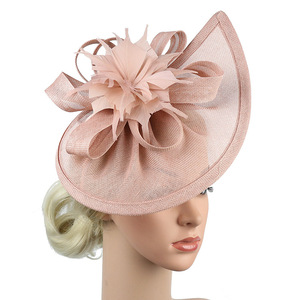 Chapeau de fascinateurs de qualité supérieure pour femmes Derby mariage plume Sinamay Fascinator Tea Party mariée bandeau avec pince <span class=keywords><strong>femme</strong></span> - Product Image 3