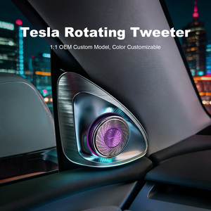 Haut-parleur de tableau de bord rotatif avec synchronisation de l'éclairage d'ambiance pour <span class=keywords><strong>Tesla</strong></span> <span class=keywords><strong>Model</strong></span> Y <span class=keywords><strong>Model</strong></span> <span class=keywords><strong>3</strong></span> Highland, style OEM, amélioration de l'intérieur - Product Image 1