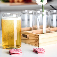 Gobelet à jus d'eau claire, sublimation, avec couvercle en bambou, style chope à bière, verre pour soda et autres boissons