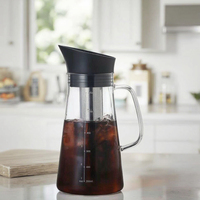 Carafe en verre borosilicate moderne et écologique de 1300 ml avec infuseur en métal, sûre pour les mains, pour thé chaud, boissons aux fruits, café infusé à froid