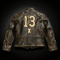 Veste en cuir de moto pour homme, vêtements de course automobile d'hiver, veste en cuir de vachette marron de haute qualité, sur mesure