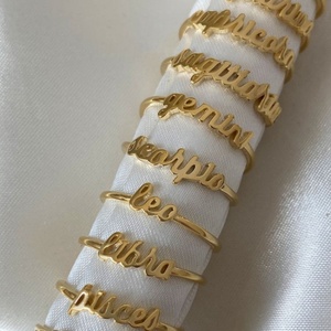 Bagues populaires en acier inoxydable plaqué or 18 carats avec motif zodiacal pour femme, idéales pour un usage quotidien décontracté et sportif - Product Image 3