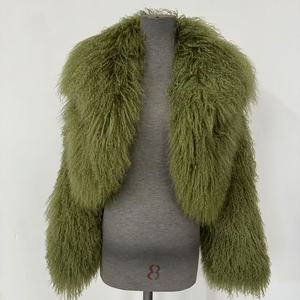 本物のモンゴルの子羊の毛皮のコート女性のための本物の毛皮が付いている短いコート - Product Image 3